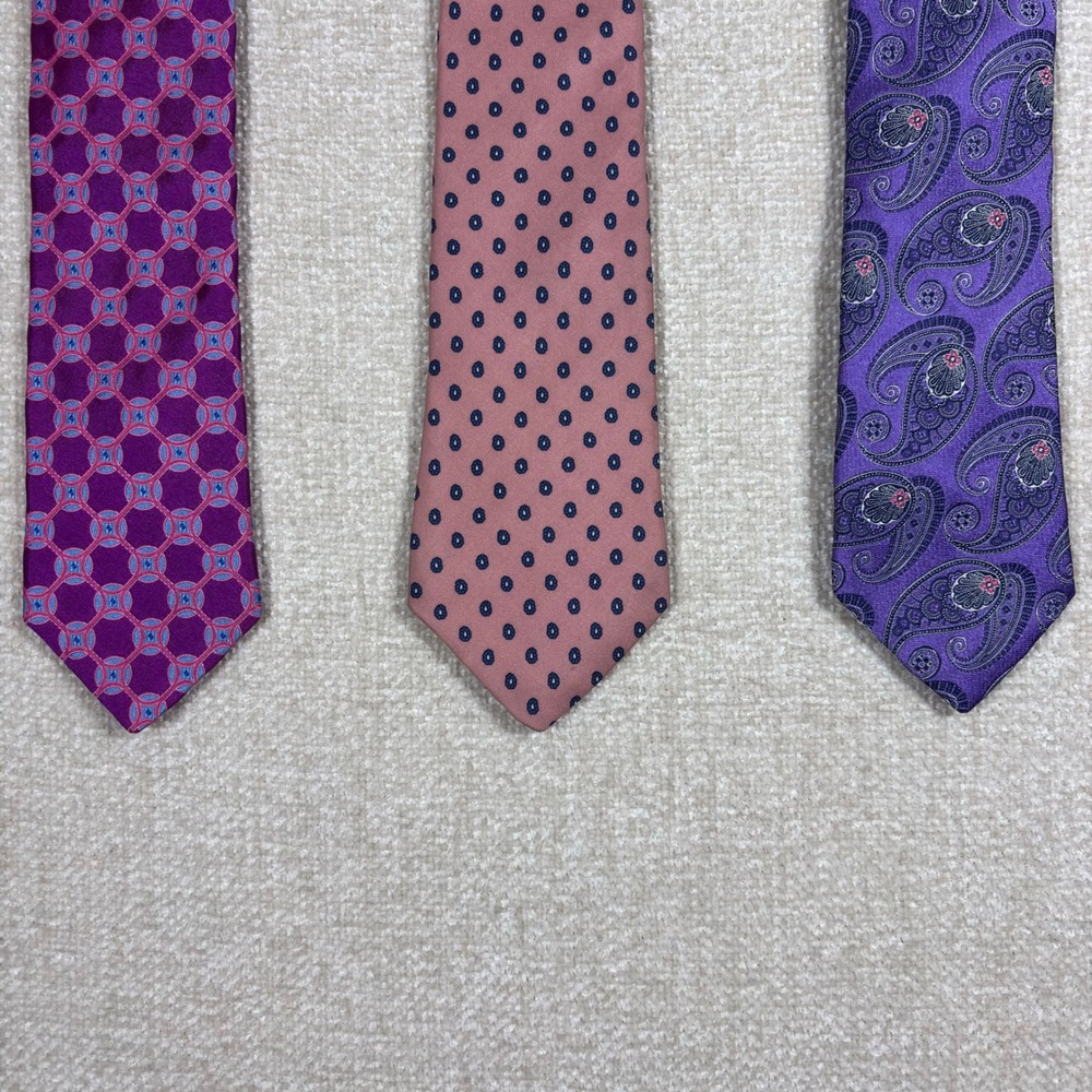 Ted Baker London & Liberty of London Silk Tie Lot of 3 Paisley Pink Purple - Picture 2 of 5